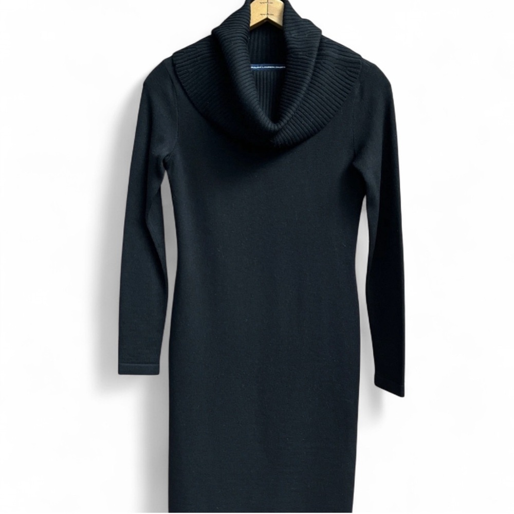 Vtg Ralph Lauren Sport Women’s Sweater Dress, XL Black  100% Merino Wool
